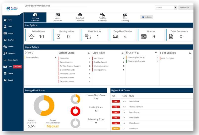 Road Risk Manager Compliance Dashboard | Monitoring your drivers, fleet, online and on mobile 24/7/365